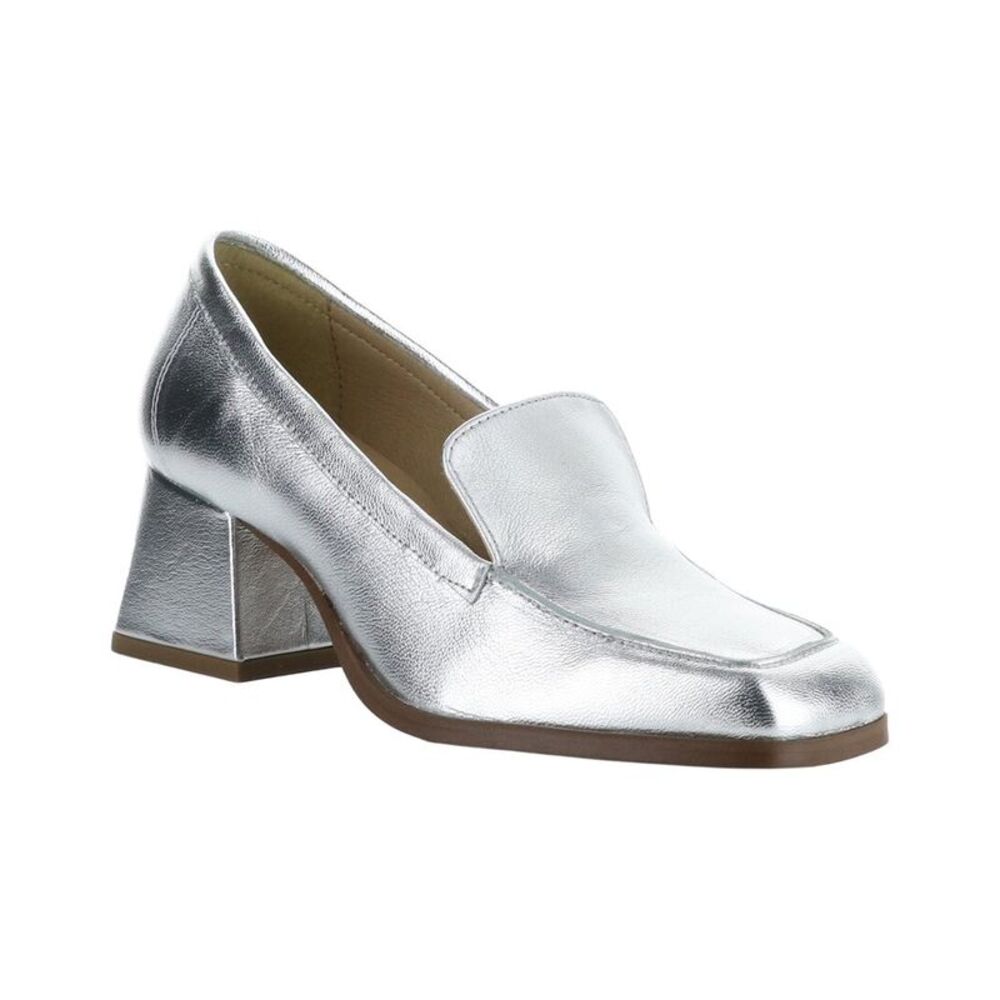 Bos. & Co. Amari Leather Loafer Pump, Silver
